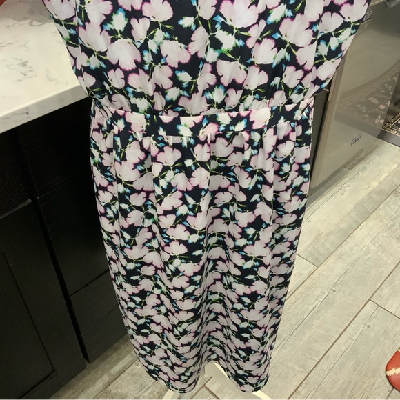 Banana Republic Dress Sz 16 Tall Floral Ruffle Pleated Neck Chiffon Feminine New - Picture 10 of 15